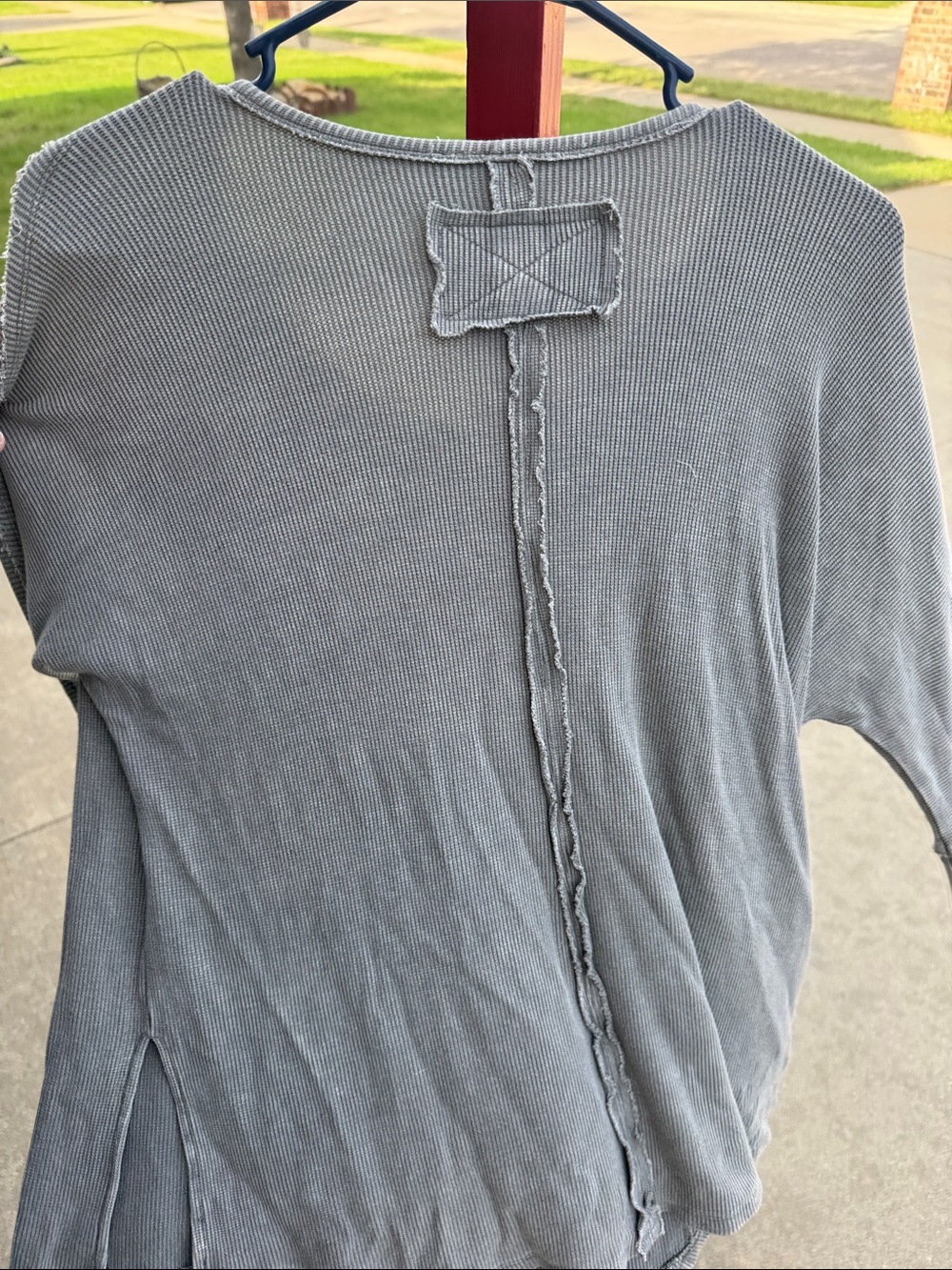Three Bird Nest Light Gray Ribbed Tunic Top